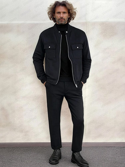 Trendy Collarless Jacket Set