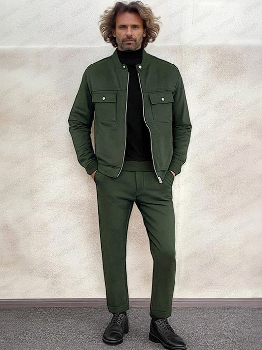 Trendy Collarless Jacket Set