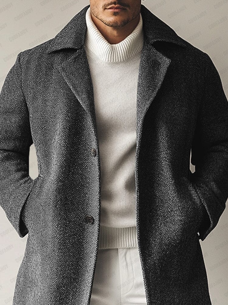 Urban Herringbone Tweed Overcoat