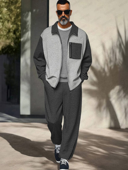 Athleisure Colorblock Jacket Pants Set