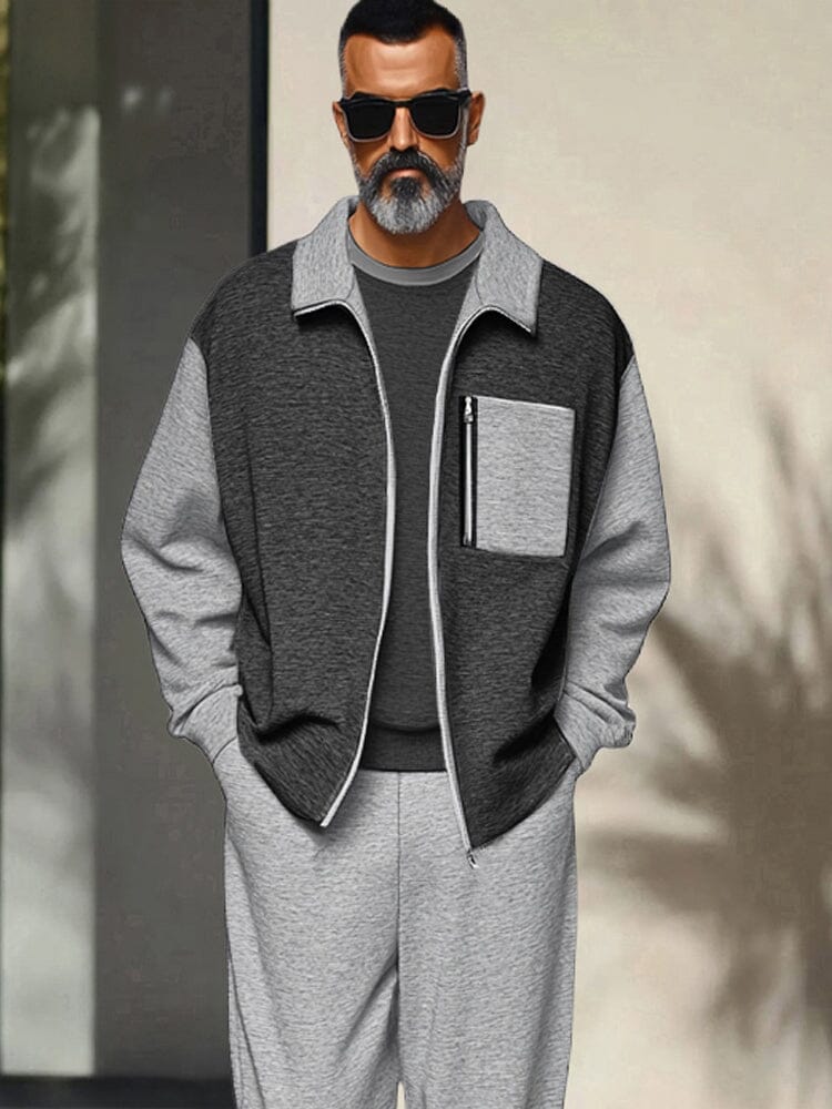 Athleisure Colorblock Jacket Pants Set