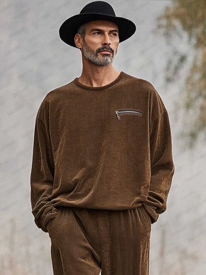 Simple Corduroy 2-Piece Outfits