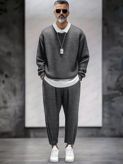 Casual Fake 2-Piece Shirt Pants Set