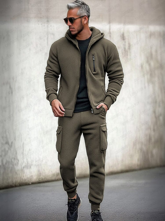 Utility Hooded Jacket Cargo Pants Set