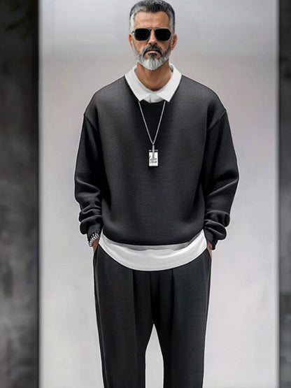 Casual Fake 2-Piece Shirt Pants Set