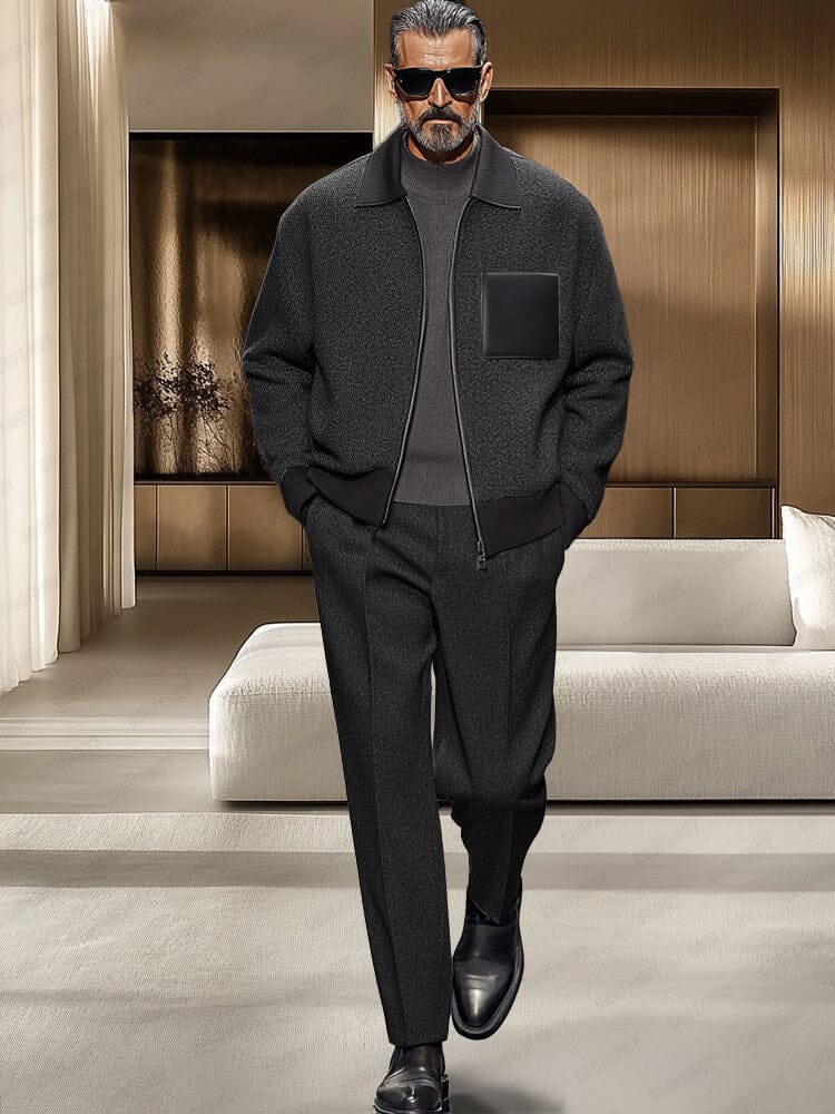 Elegant Colorblock Jacket Pants Set