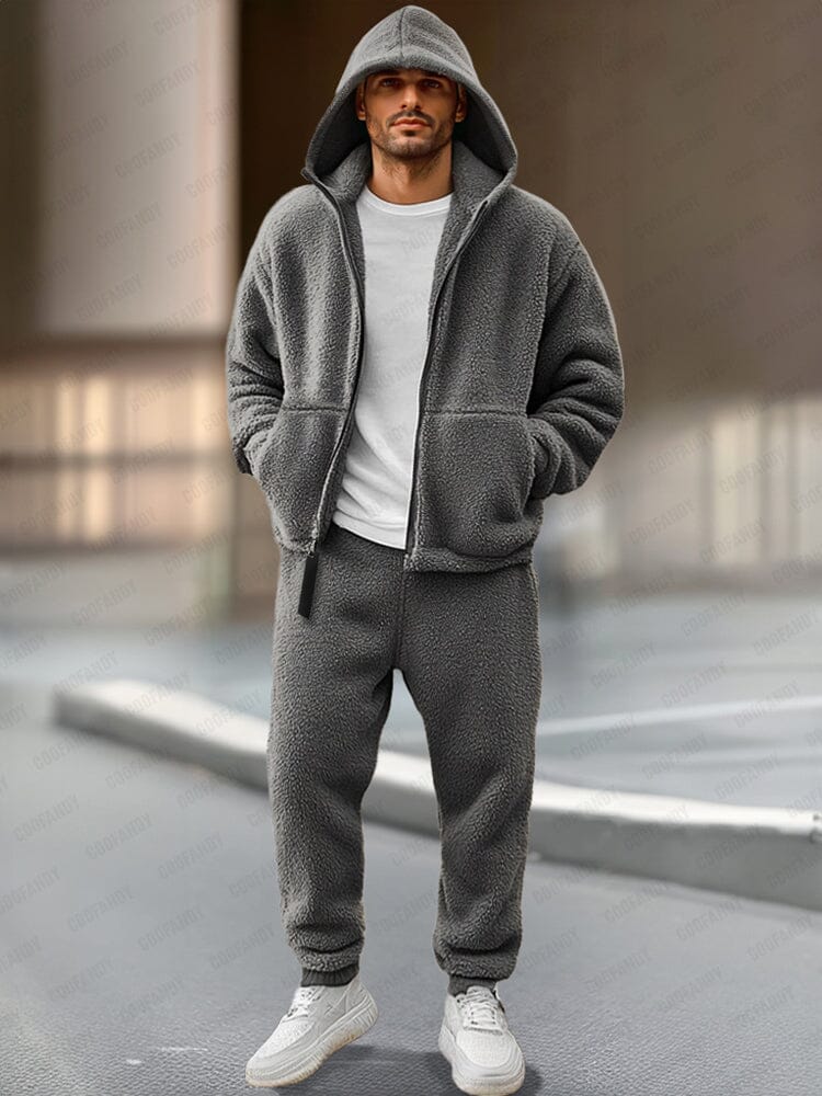 Athleisure Fleece Jacket Pants Set