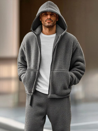 Athleisure Fleece Jacket Pants Set