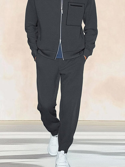 Urban Fashion Waffle Jacket Set
