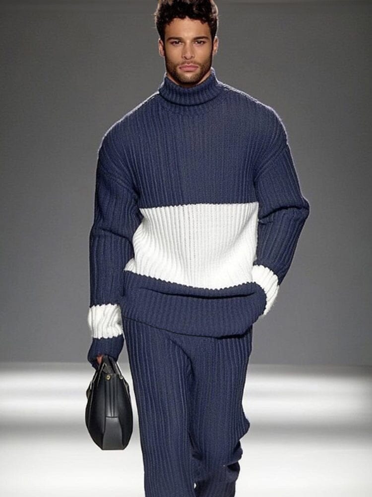 Smart Casual Color-Block Knit Set