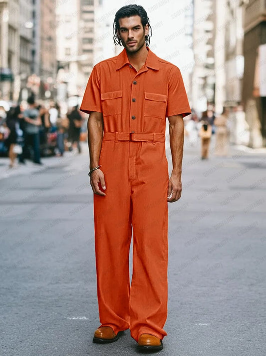 Trendy 100% Cotton Workwear Jumpsuit