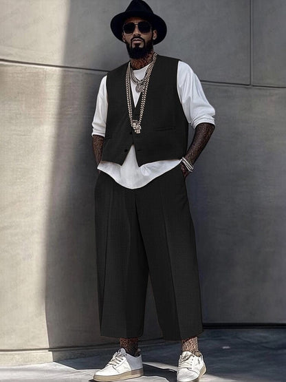 Refined Casual Suit Vest Pants Set