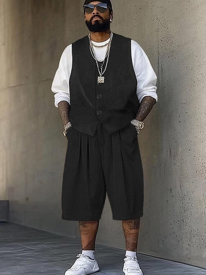 Casual Street Style Vest and Shorts Set
