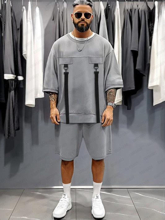 Urban Utility Strap T-Shirt Shorts Set