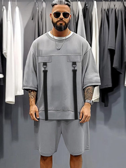 Urban Utility Strap T-Shirt Shorts Set
