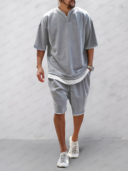 Athleisure Fake 2-Piece T-Shirt Set