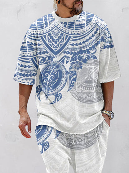Casual Unique Printed T-Shirt Shorts Set