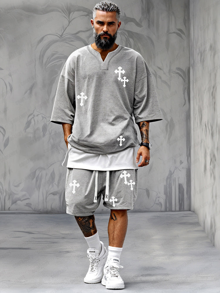 Trendy Cross Pattern Sports Set