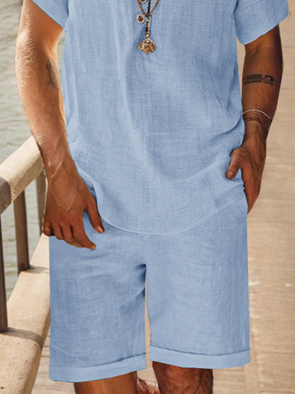 Loose Fit 100% Cotton Shirt Shorts Set