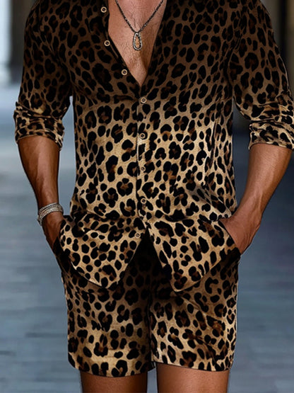 Stylish Gradient Leopard Print Casual Set