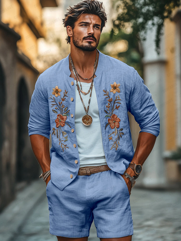 Refined Embroidered Cotton 2-Piece Set