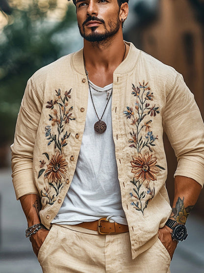 Elegant Floral Embroidered Cotton Set