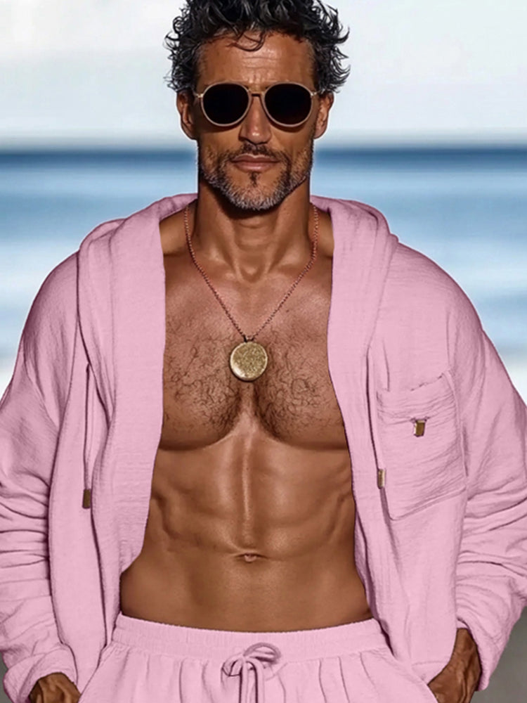 Resort Style Cotton Hooded Casual Set