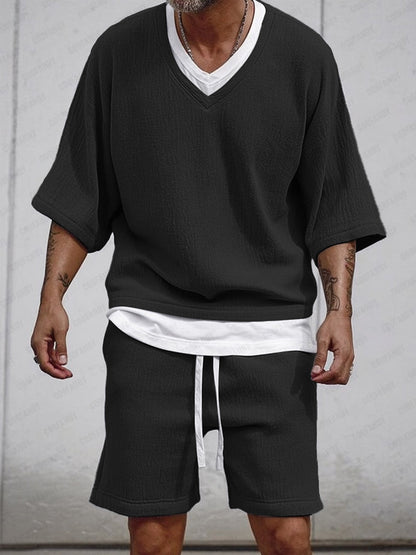 Casual Relaxed Fake 2-Piece T-Shirt Set