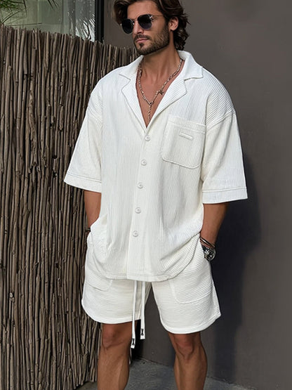 Stylish Striped Textured Casual Set