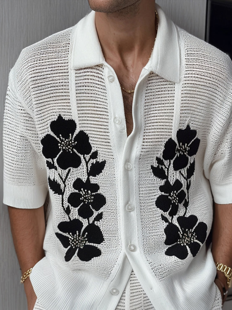 Modern Art Floral Knit Matching Set