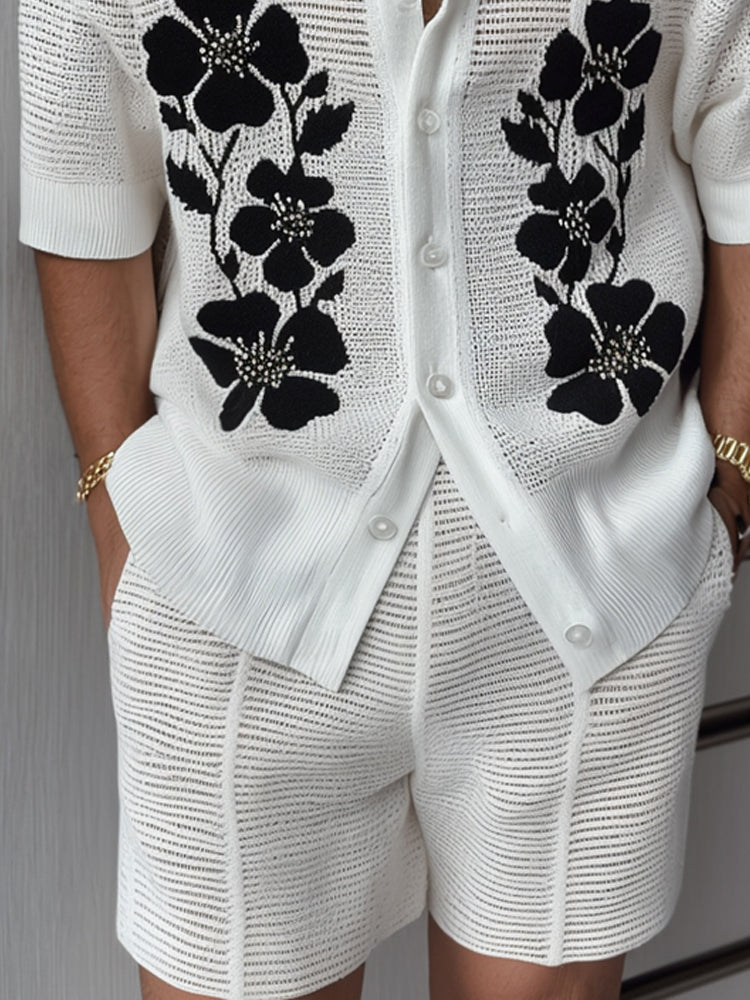 Modern Art Floral Knit Matching Set