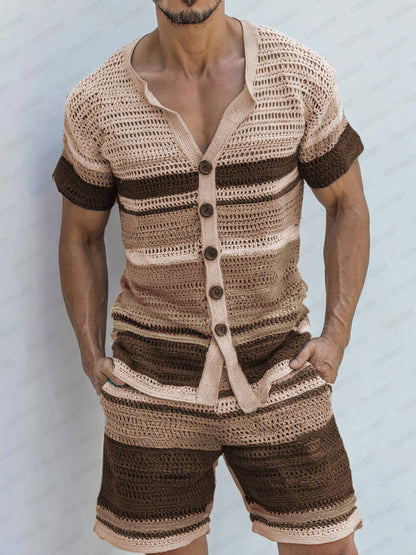 Resort Style Stripe Knit Casual Set