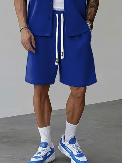 Utility Street Style Shirts Shorts Set