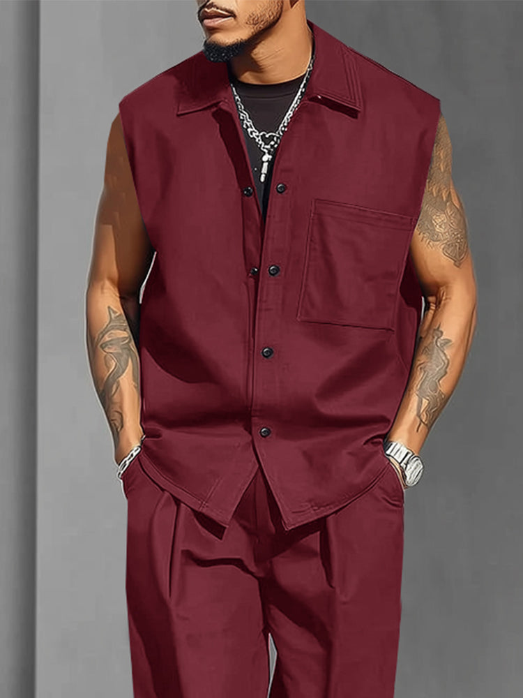 Versatile Style Sleeveless Shirt Set