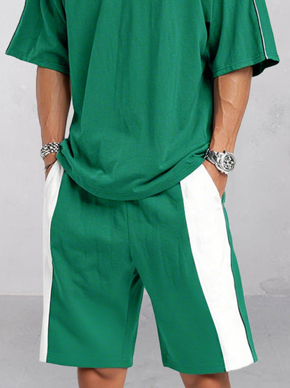 Casual Loose Fit Colorblock Sports Set