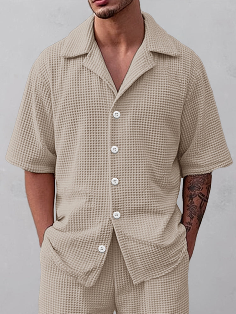 Casual Versatile Waffle Matching Set