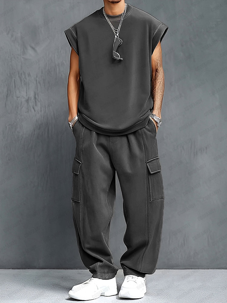 Trendy Athleisure Tank Top Balloon Pants Set