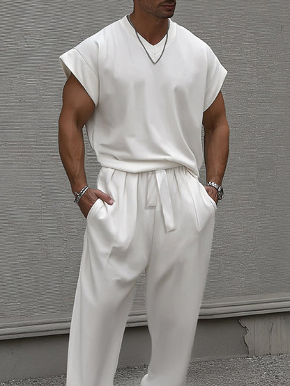 Versatile Street Fashion Tank Top Pants Set