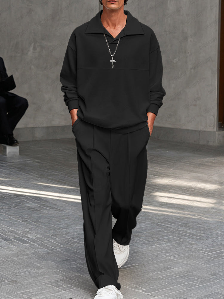 Casual Clean Style Sweatshirt Pants Set