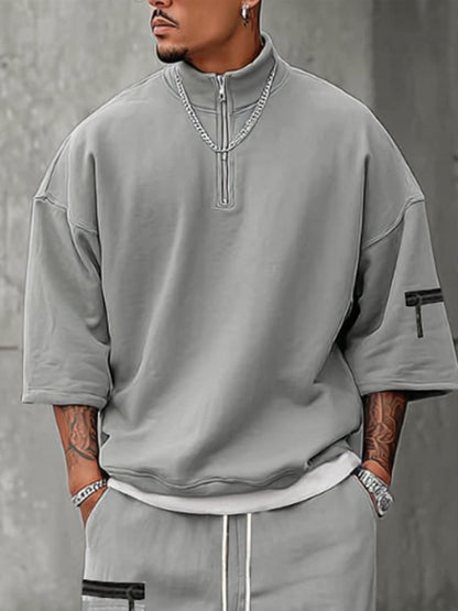 Athleisure Zipper Pullover Top Pants Set