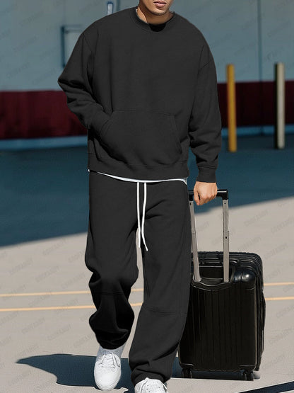 Versatile Relaxed Fit Sweatshirt Pants Set