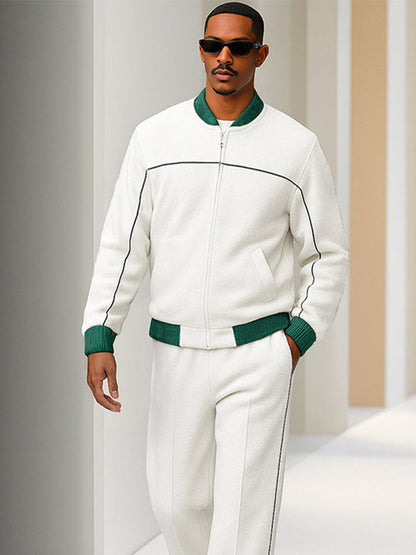 Sport Style Two-Tone Jacket and Pants Set