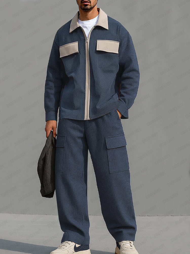 Utility Color Block Corduroy Matching Set