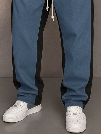 Suede Loose Fit Contrast Color Pants