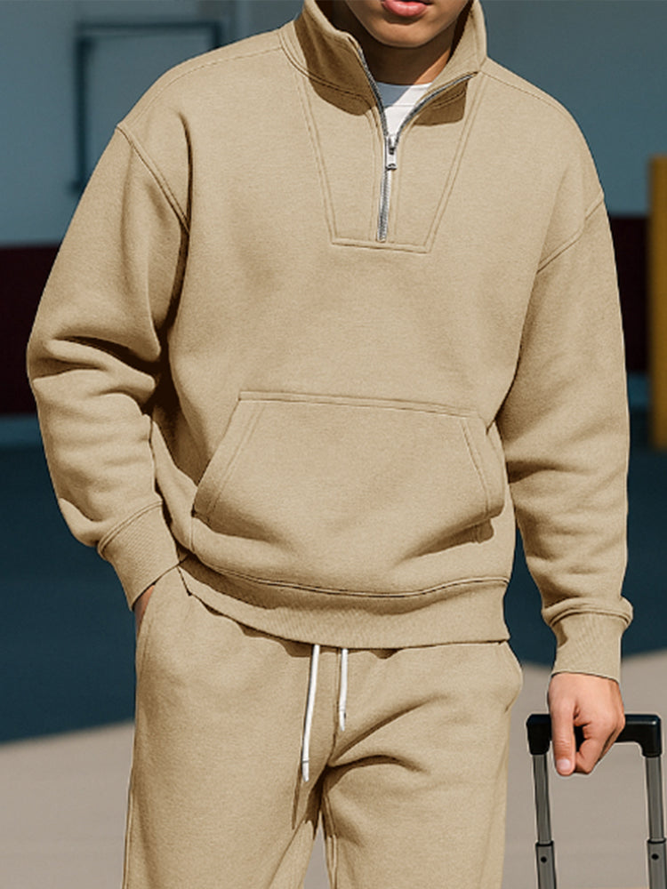 Trendy Stand Collar Sweatshirt Pants Set