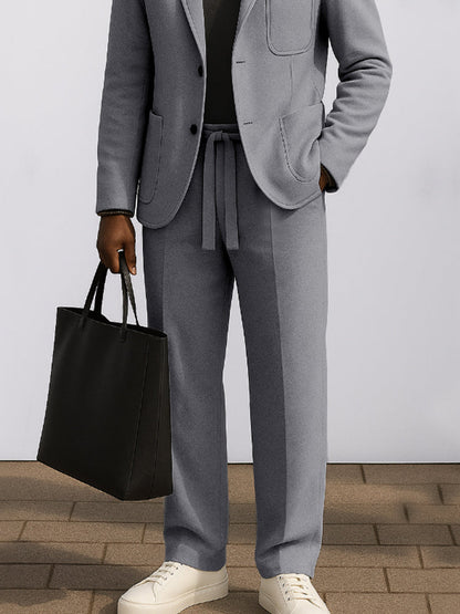 Fashion Suede Contrast Color Suit Set