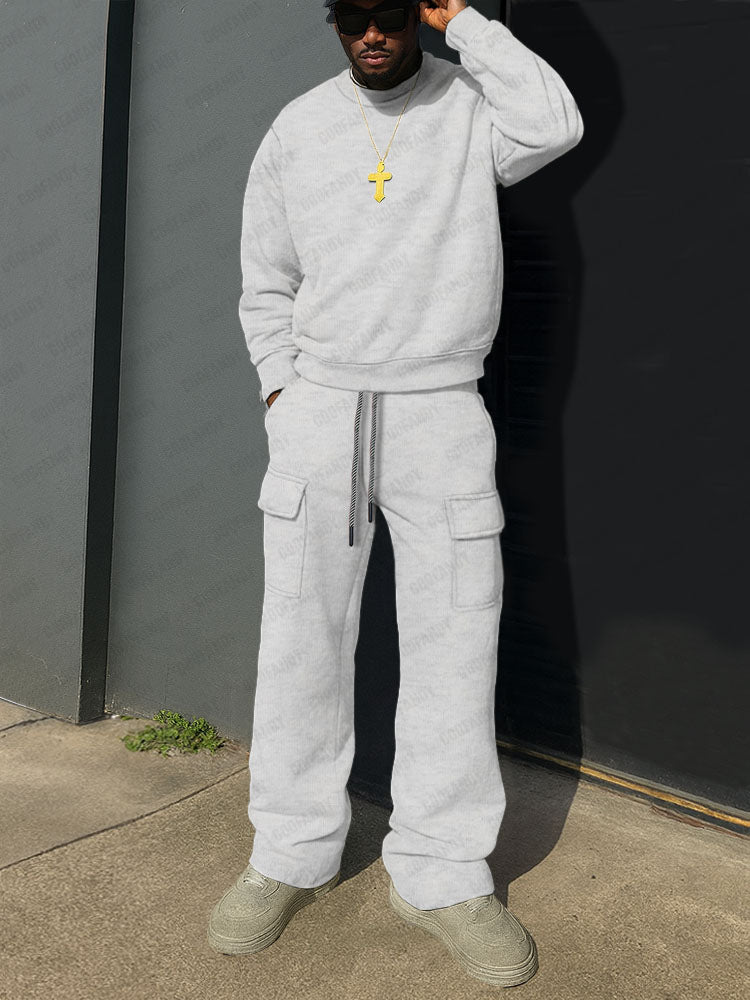 Comfort Ribbed Crewneck Sweatshirt Set