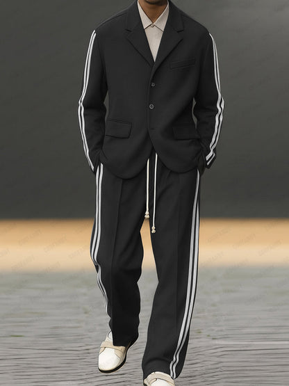 Modern Side Striped Blazer Suit Set