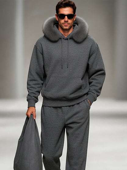 Cozy Fur Collar Hoodie Pants Set