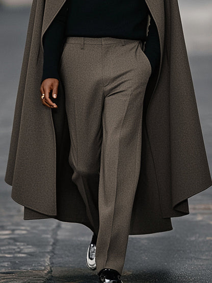 Elegant Casual Long Cape and Pants Set
